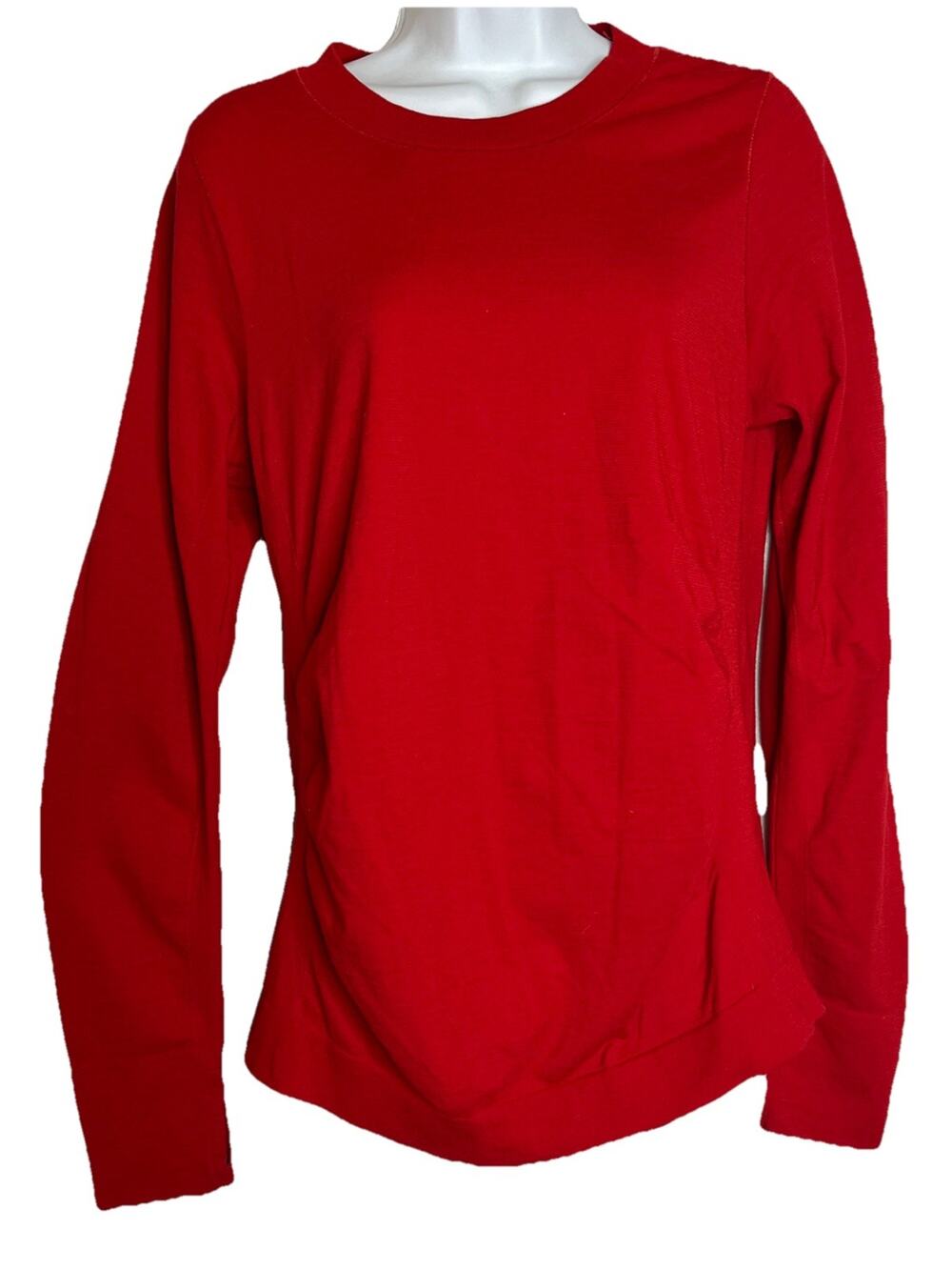 Athleta Women's L Red Maternity Long Sleeve Ruched Sides Athletic Top